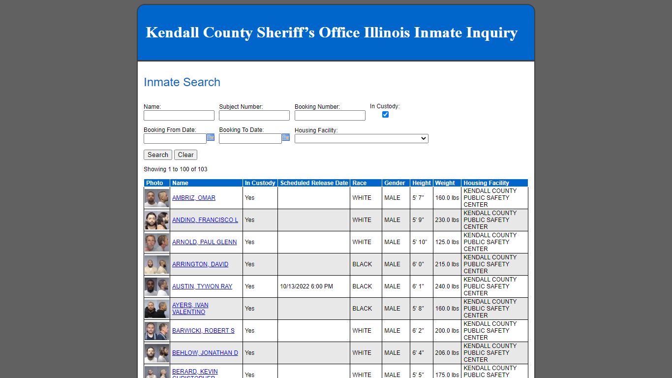 Inmate Search